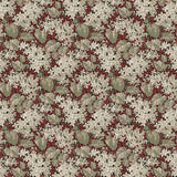 Aratorp red floral wallpaper by Boråstapeter for Schumacher, dense with flowers and foliage, vintage charm, shown in room settings.