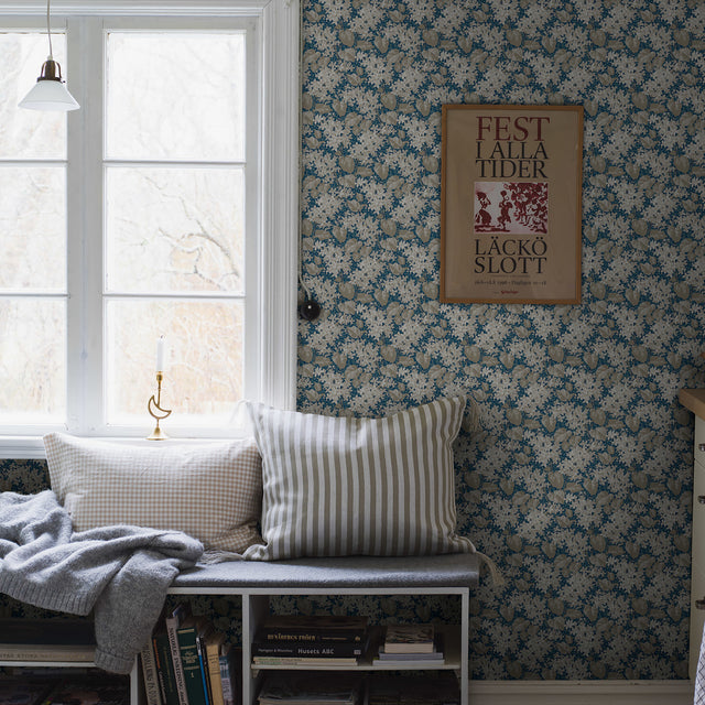 Aratorp Blue Floral Wallpaper by Boråstapeter – Schumacher 4162