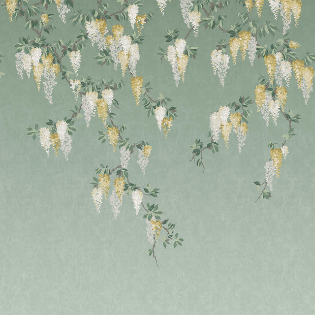 Wisteria Green Wall Mural with Ethereal Floral Ombre  Advantage 4164-50940