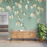 Wisteria Green Wall Mural with Ethereal Floral Ombre- Advantage 4164-50940
