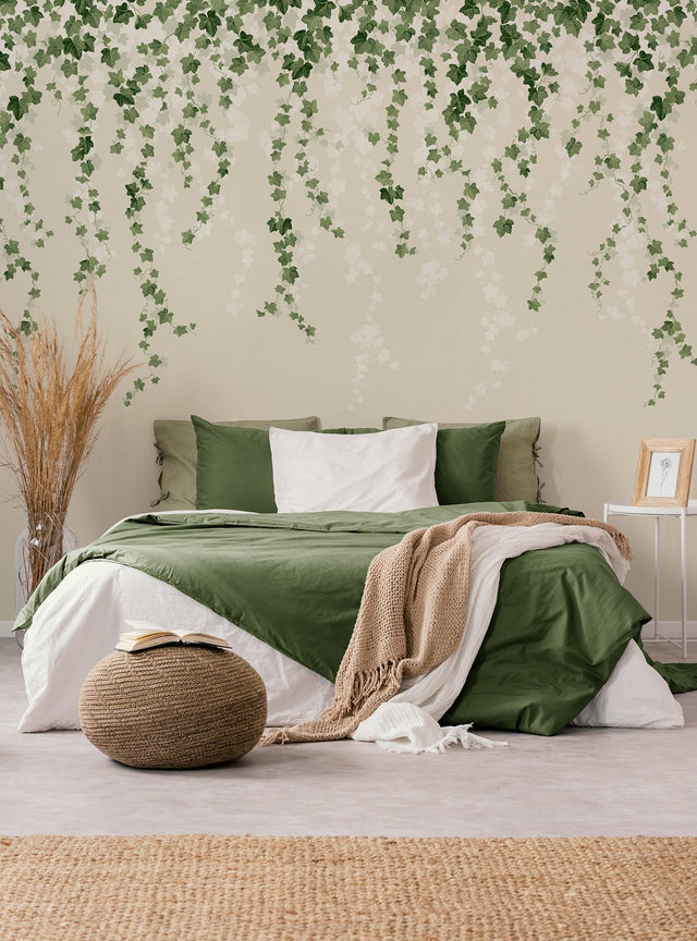 Trailing Ivy Green Wall Mural with Country Botanical Vines Pattern - Advantage 4164-50942