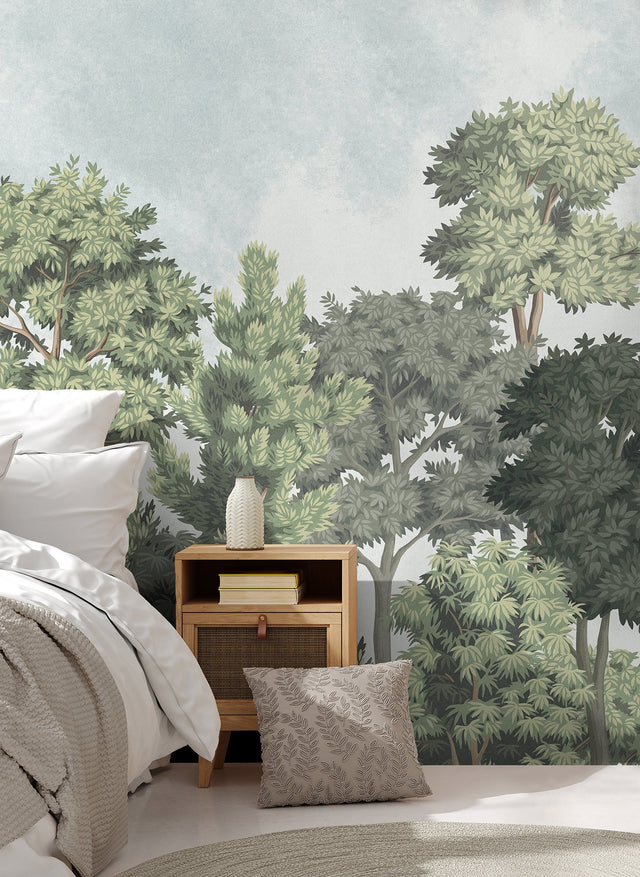 Delamere Green Forest Canopy Scenic Wall Mural - Brewster 4164-50944