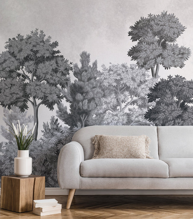 Delamere Mono Grey Scenic Trees Wall Mural - Advantage 4164-50945