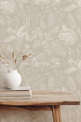 Woodland Light Grey Toile Wallpaper with Whimsical Animals Pattern - Advantage 4164-M1800