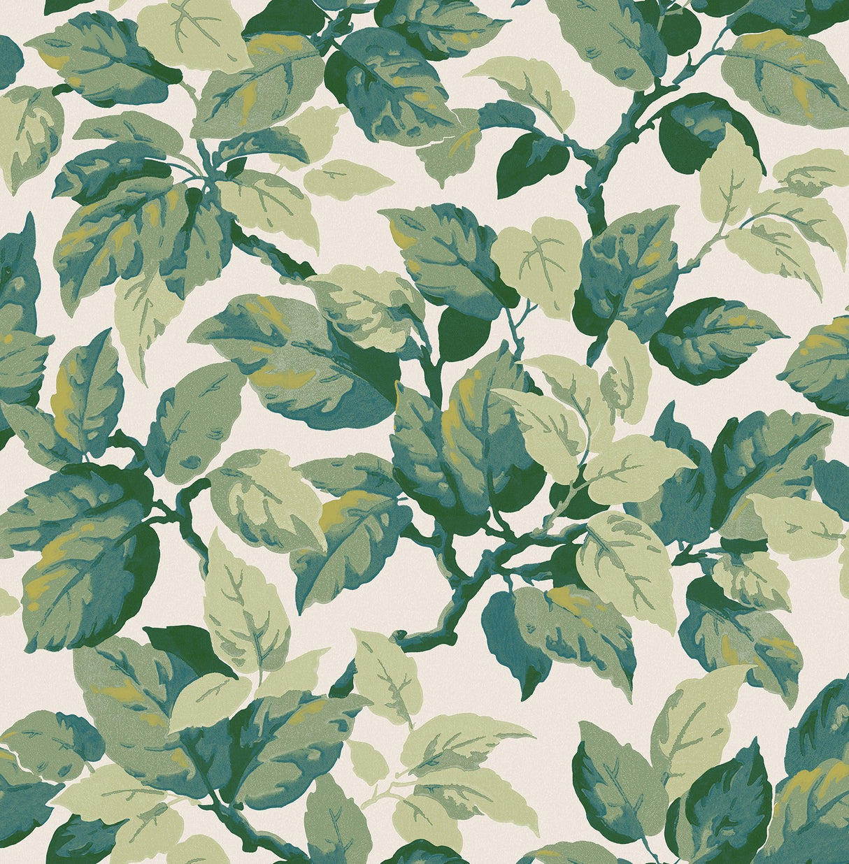 Canopy Green Leaf Wallpaper with Traditional Botanical Leaves Motif - Advantage 4164-M1804