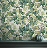 Canopy Green Leaf Wallpaper with Traditional Botanical Leaves Motif - Advantage 4164-M1804