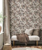 Canopy Beige Leaf Wallpaper with Traditional Botanical Leaves, Textured Non Woven Unpasted - Advantage 4164-M1806