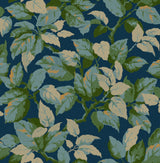 Canopy Navy Leaf Wallpaper with Textured Botanical Leaf Pattern - Advantage 4164-M1807