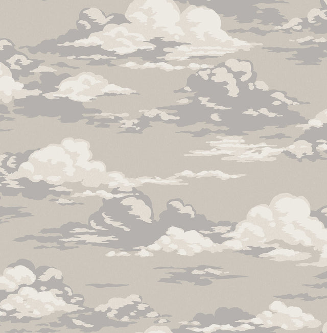 Cumulus Neutral Clouds Wallpaper with Whimsical Graphic Cloud Pattern - Advantage 4164-M1809