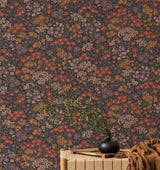 Ditsy Orange Daisies Wallpaper with Textured Bohemian Floral Pattern - Advantage 4164-M1812