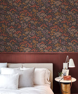 Ditsy Orange Daisies Wallpaper with Textured Bohemian Floral Pattern - Advantage 4164-M1812