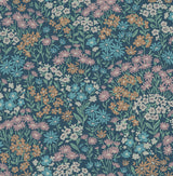 Ditsy Dark Blue Daisies Wallpaper with Bohemian Botanical Floral Pattern - Advantage 4164-M1813