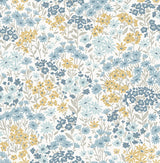 Ditsy Light Blue Daisies Wallpaper with Bohemian Botanical Floral Pattern - Advantage 4164-M1814