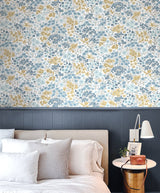 Ditsy Light Blue Daisies Wallpaper with Bohemian Botanical Floral Pattern - Advantage 4164-M1814