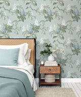 Chestnut Blue Floral Wallpaper with Botanical Flowers Pattern, Farmhouse Style - Advantage 4164-M1819