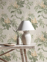 Chestnut Grey Floral Wallpaper with Botanical Flowers Motif, Farmhouse Style - Advantage 4164-M1821