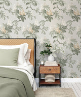 Chestnut Grey Floral Wallpaper with Botanical Flowers Motif, Farmhouse Style - Advantage 4164-M1821