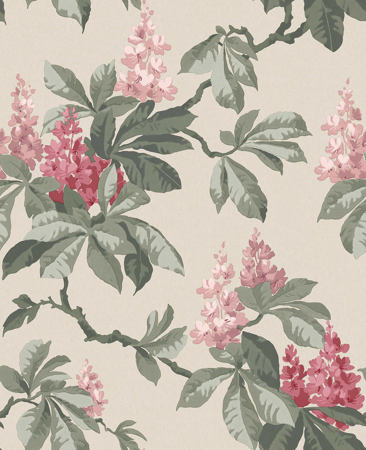 Chestnut Pink Floral Wallpaper with Botanical Flowers Motif, Farmhouse Style - Advantage 4164-M1822