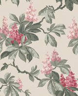 Chestnut Pink Floral Wallpaper with Botanical Flowers Motif, Farmhouse Style - Advantage 4164-M1822