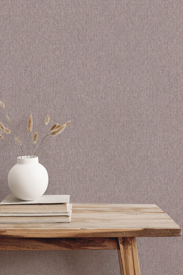 Herringbone Lavender Tweed Wallpaper with Textured Non Woven Fabric Texture - Advantage 4164-M1826