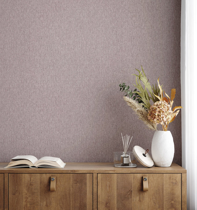 Herringbone Lavender Tweed Wallpaper with Textured Non Woven Fabric Texture - Advantage 4164-M1826