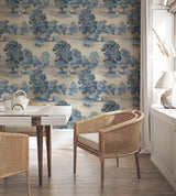 Sherwood Blue Glade Wallpaper with Traditional Botanical Trees Pattern - Advantage 4164-M1830