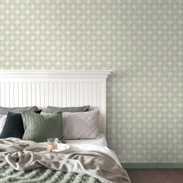 Morgrove Green Trellis Wallpaper with Textured Non Woven Farmhouse Graphic Pattern - Advantage 4164-M1832