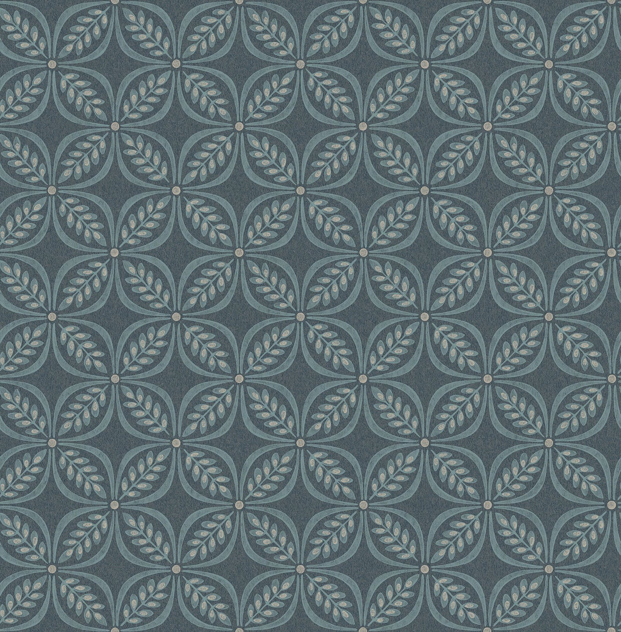 Morgrove Blue Trellis Wallpaper with Botanical Geometric Motif - Advantage 4164-M1834