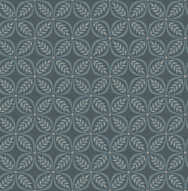 Morgrove Blue Trellis Wallpaper with Botanical Geometric Motif - Advantage 4164-M1834