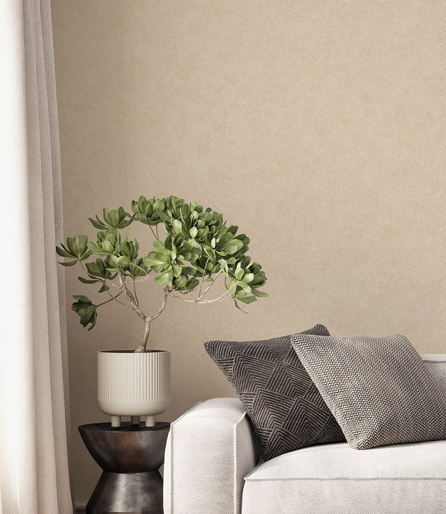Heritage Beige Plain Wallpaper with Textured Solid Pattern - Advantage 4164-M1838