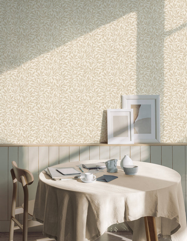 Winter Berry Beige Vine Wallpaper with Farmhouse Botanical Pattern - Advantage 4164-M1842