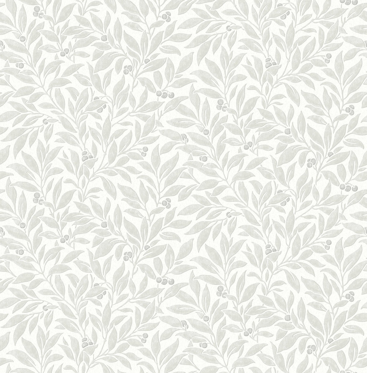 Winter Berry Light Grey Vine Wallpaper with Textured Botanical Farmhouse Style - 4164-M1843