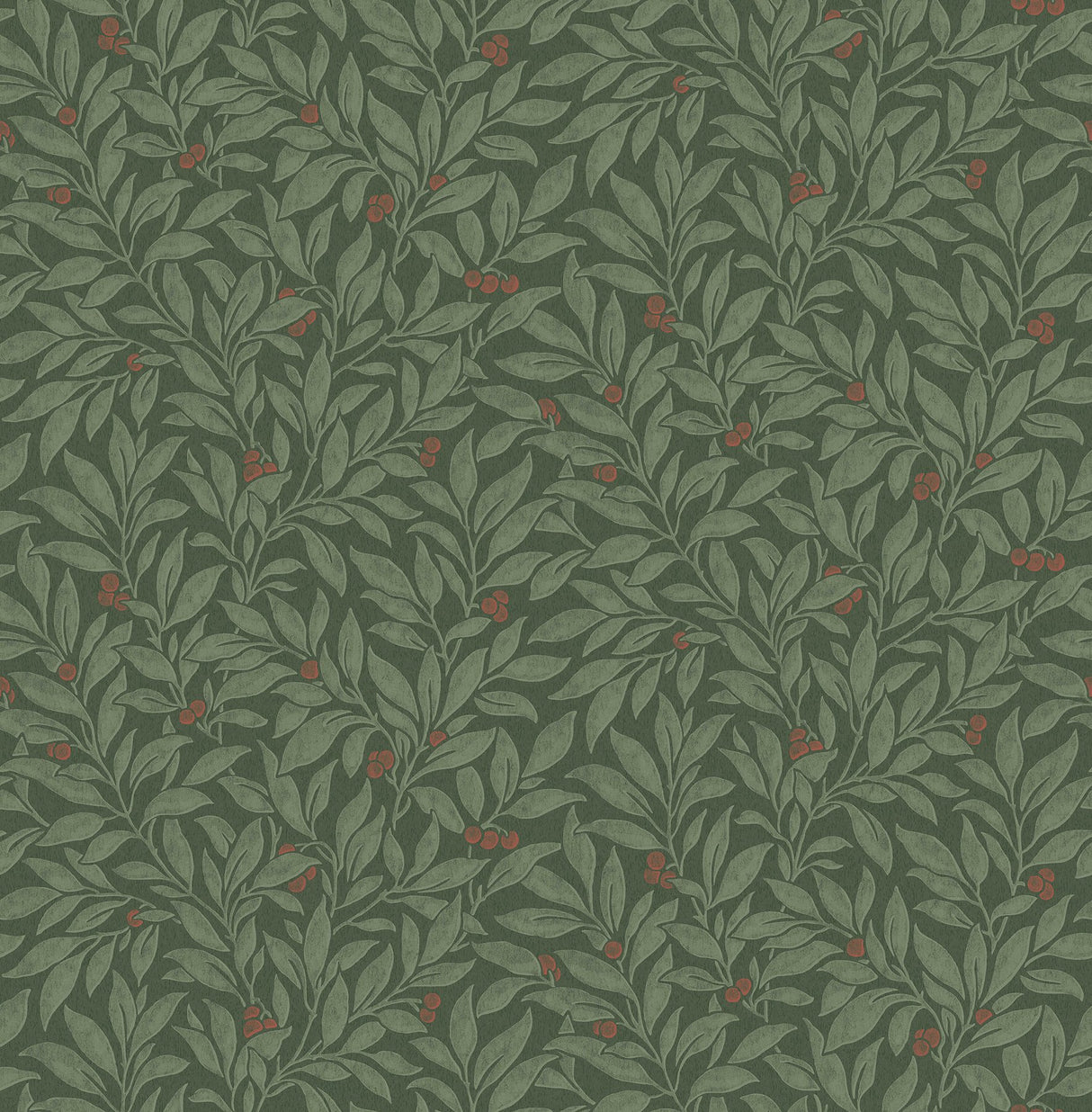 Winter Berry Evergreen Vine Wallpaper with Botanical Vine Pattern, Farmhouse Style - Advantage 4164-M1844