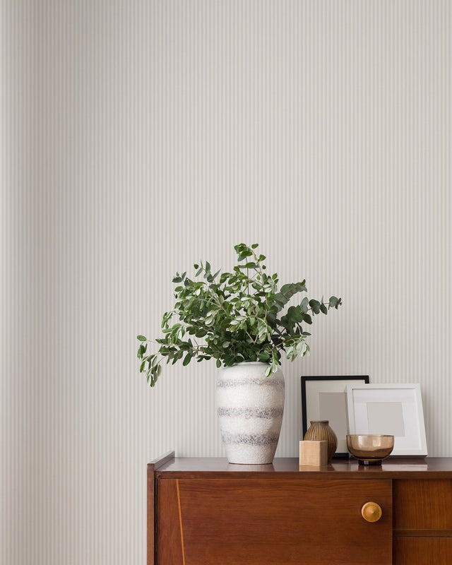 Ticking Light Grey Stripe Wallpaper with Traditional Stripes Pattern, Textured Non Woven - Advantage 4164-M1847