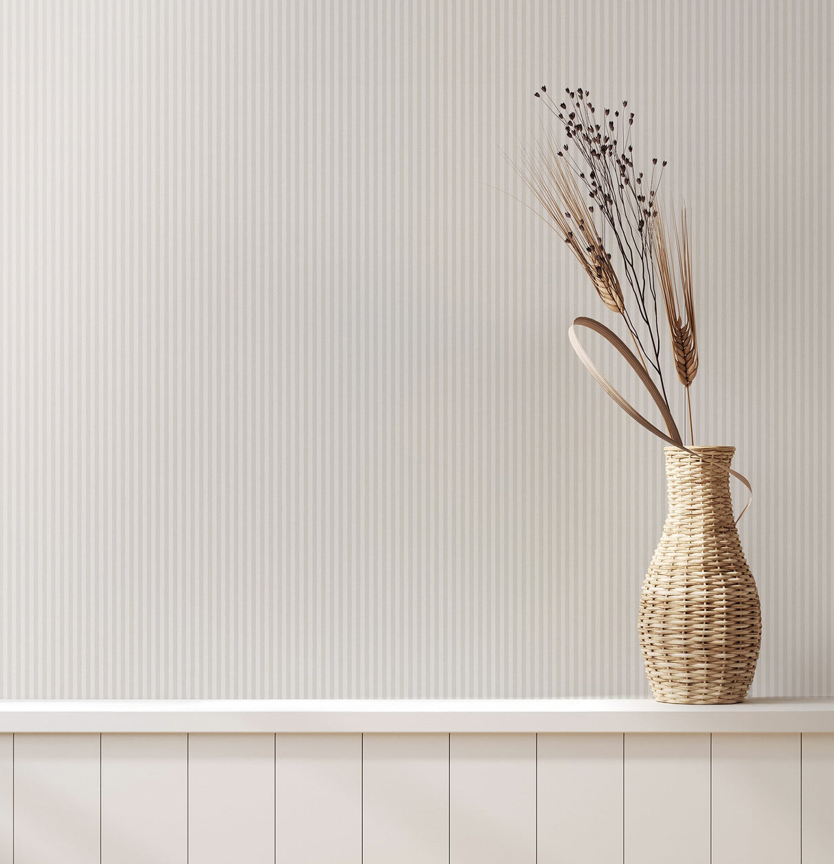 Ticking Light Grey Stripe Wallpaper with Traditional Stripes Pattern, Textured Non Woven - Advantage 4164-M1847