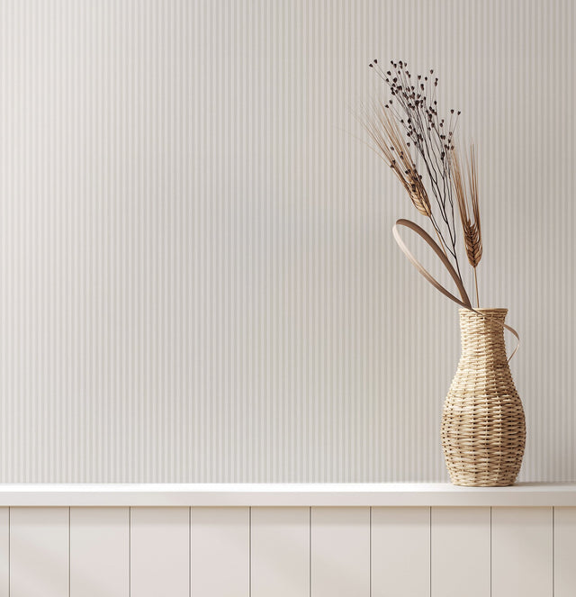 Ticking Light Grey Stripe Wallpaper with Traditional Stripes Pattern, Textured Non Woven - Advantage 4164-M1847