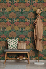 Forest of Arden Green Deer Wallpaper with Textured Woodland Stag Motif - Advantage 4164-M1849
