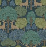 Forest of Arden Blue Deer Wallpaper with Textured Non Woven Masculine Animals Pattern - Advantage 4164-M1850