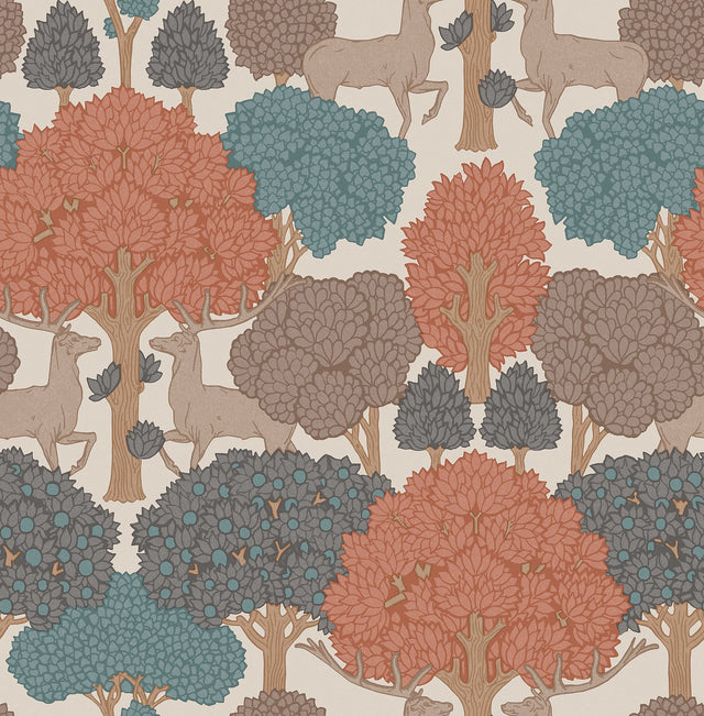 Forest of Arden Apricot Deer Wallpaper with Textured Non Woven Animal Motif - Advantage 4164-M1851