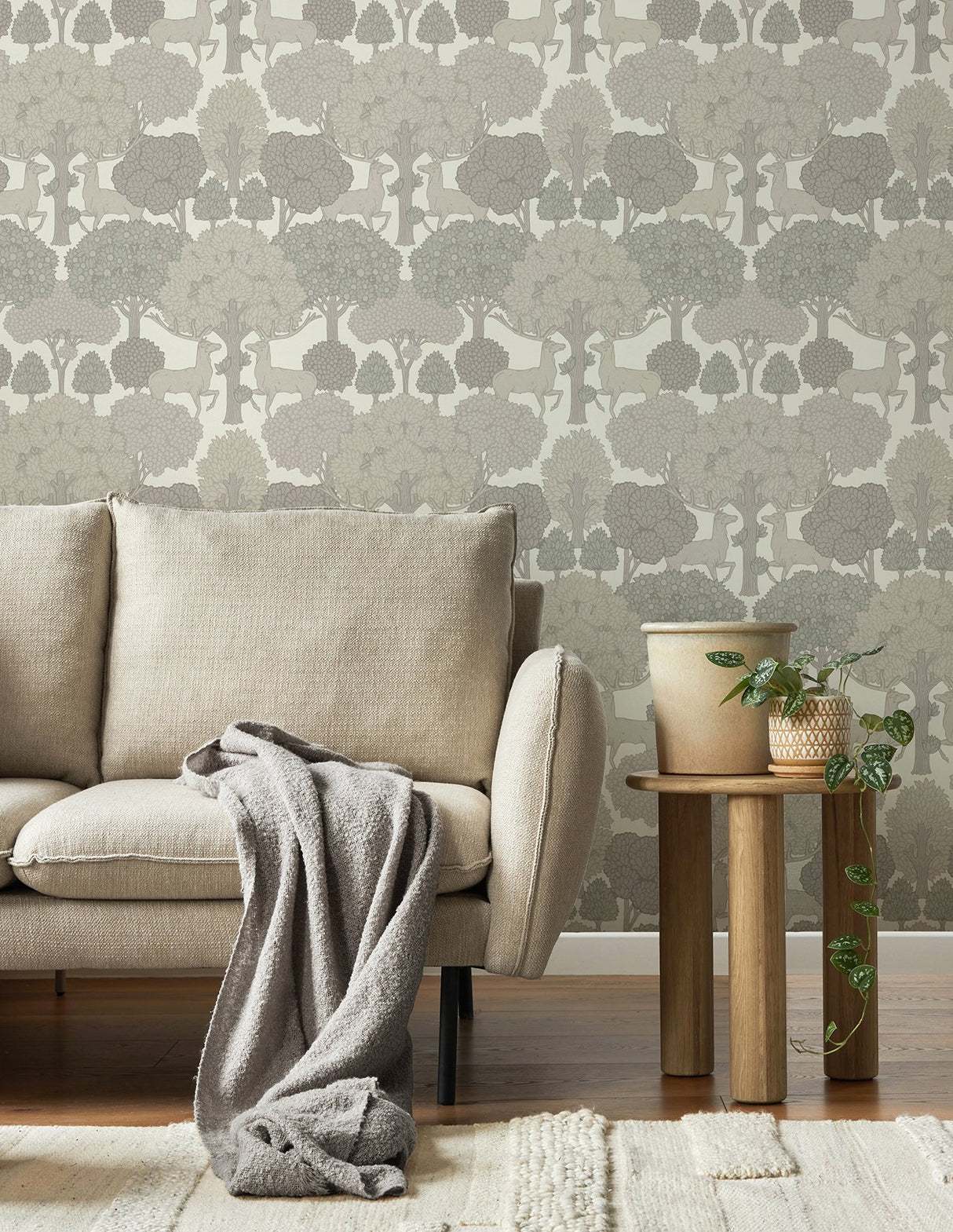 Forest of Arden Grey Deer Wallpaper with Textured Non Woven Design - Advantage 4164-M1853