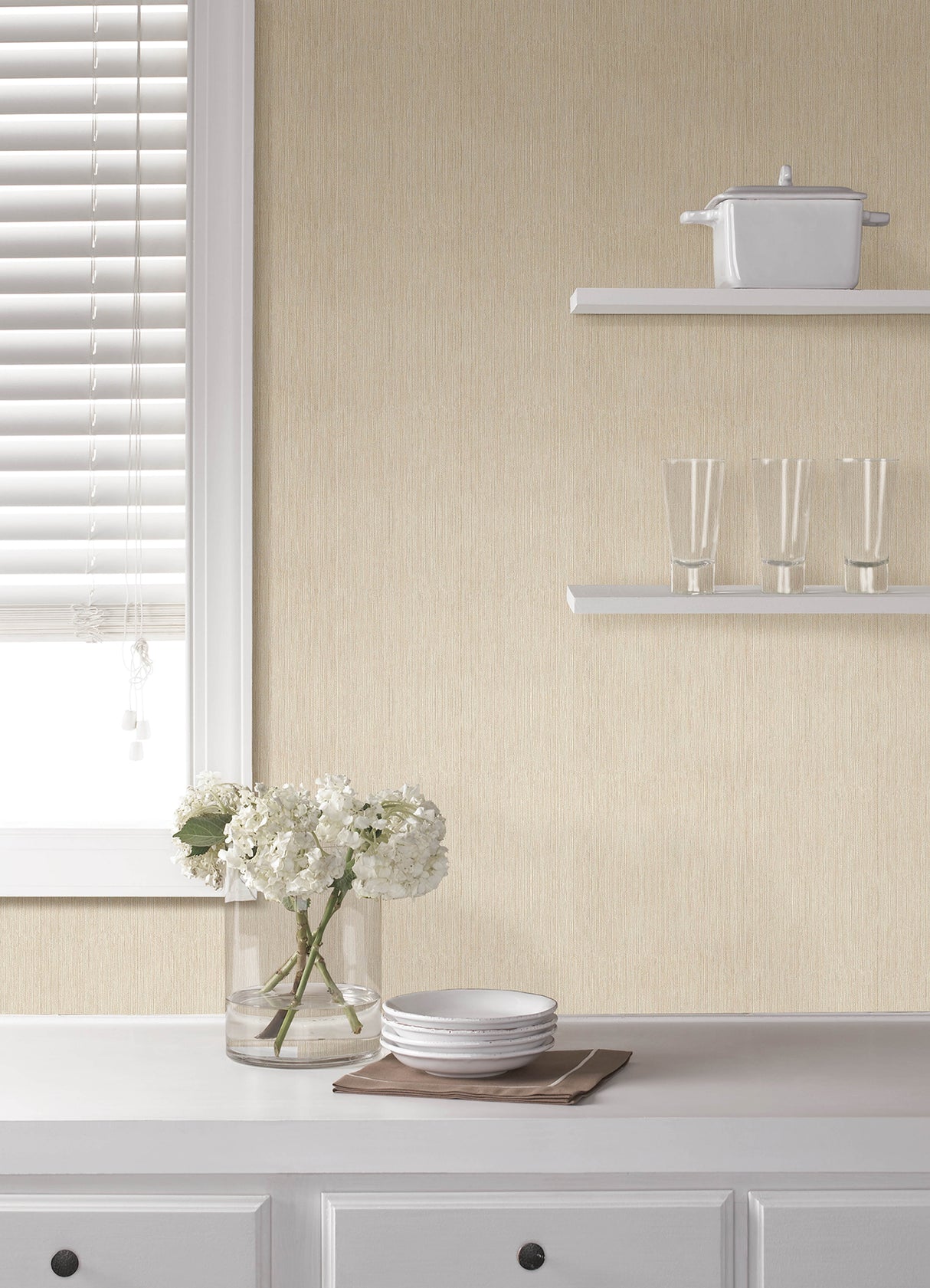Sunshower Ivory by Advantage Stria Wallpaper- Brewster Home Fashions 4168-16634