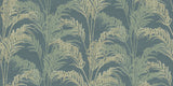 Advantage Rattan Teal Palm wallpaper roll and bathroom room scene