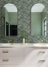 Rattan Teal by Advantage Palm Botanical Wallpaper- Brewster Home Fashions 4168-17731