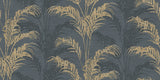 Rattan Charcoal Palm Wallpaper by Advantage with palm fronds on dark charcoal ground