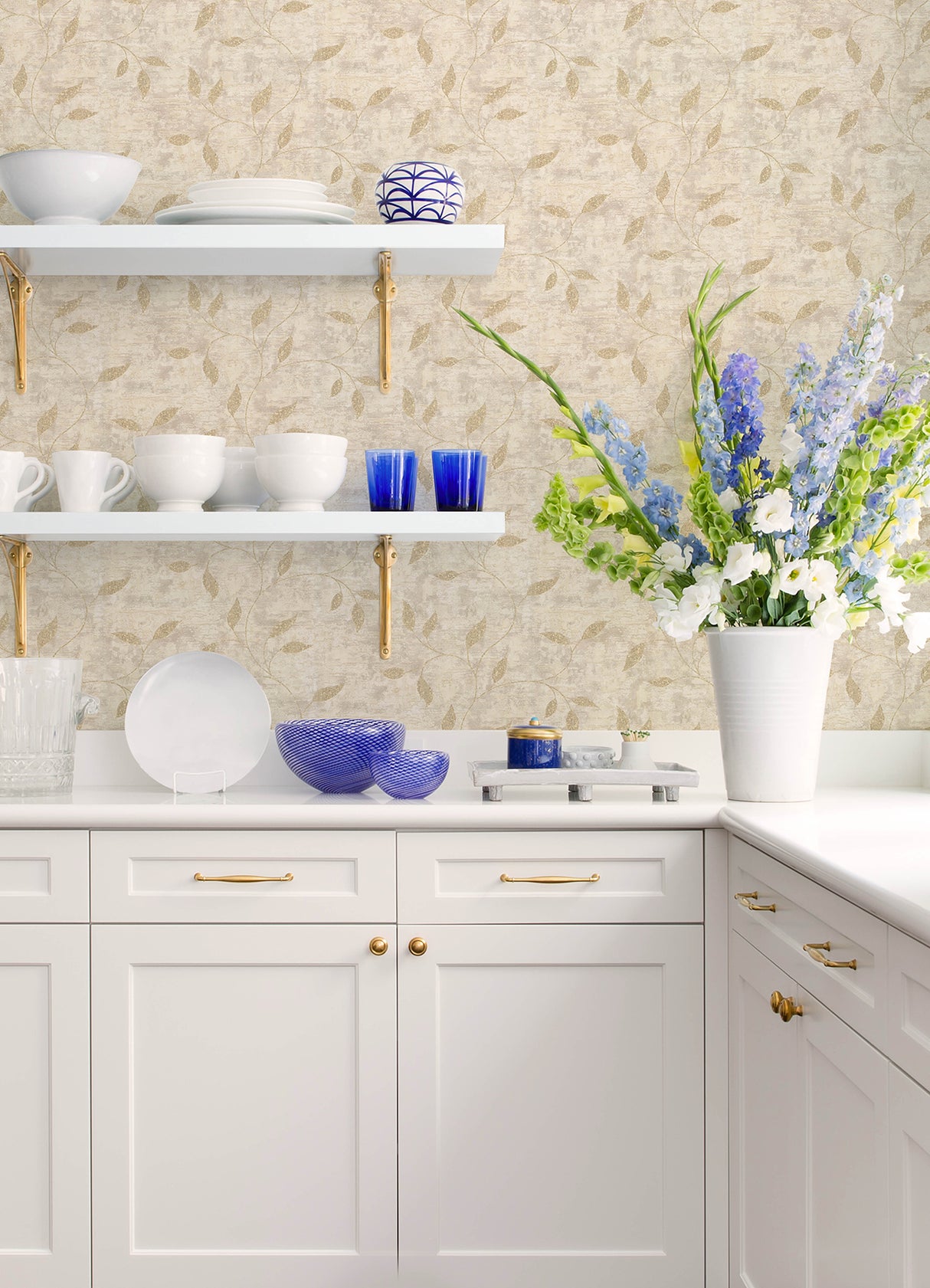 Stonewall Neutral Vine Neutral by Advantage Botanical Wallpaper- Brewster Home Fashions 4168-17743