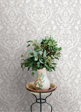 Kiwassa Grey by Chesapeake Antler Damask Wallpaper – Brewster Home Fashions 4169-12701