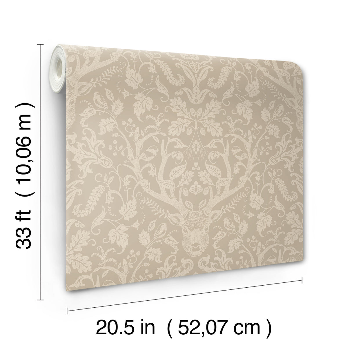 Kiwassa Light Brown by Chesapeake Antler Damask Wallpaper – Brewster 4169-12705