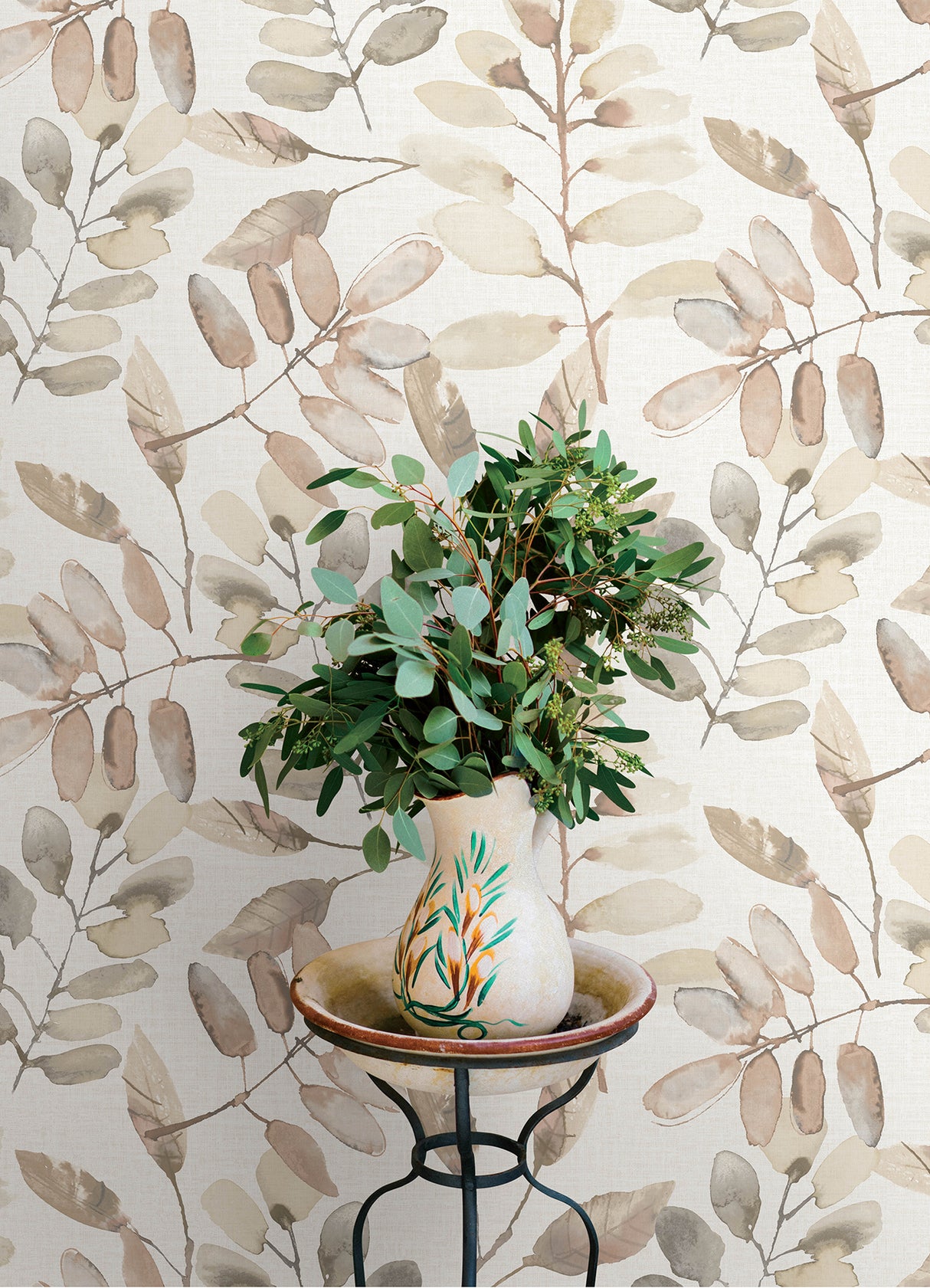 Pinnate Salmon Leaves by Chesapeake Botanical Wallpaper – Brewster Home Fashions 4169-13912