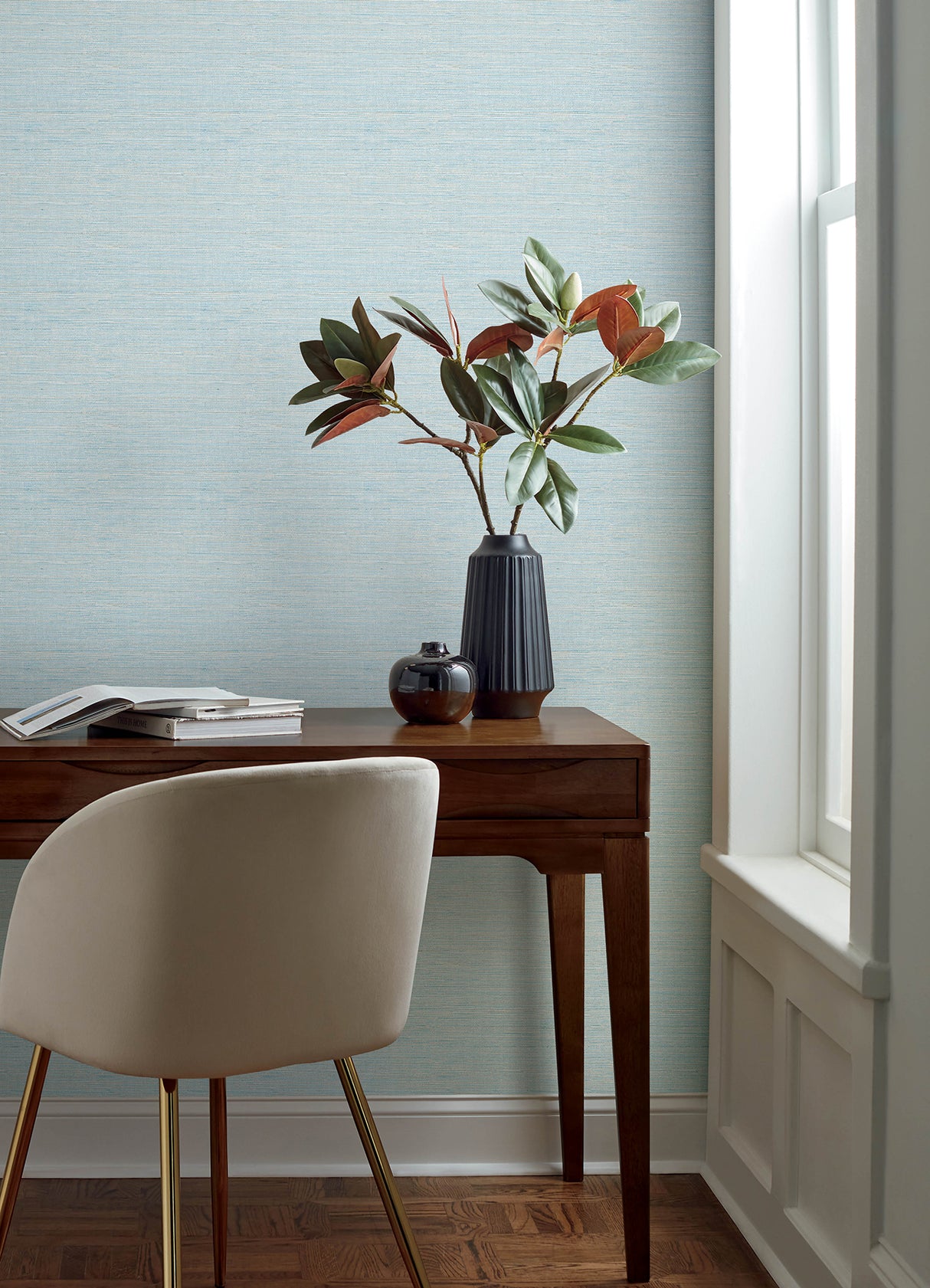Agave Sky Blue by Chesapeake Faux Grasscloth Wallpaper – Brewster Home Fashions 4169-24283