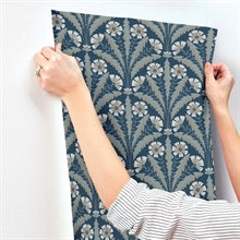 Tap Root Dark Blue by Chesapeake Floral Damask Wallpaper – Brewster Home Fashions 4169-27600